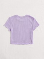 Lettuce Edge Rib-knit Crop Tee