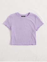 Lettuce Edge Rib-knit Crop Tee