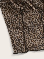 Frill Trim Crinkle Leopard Cami Top