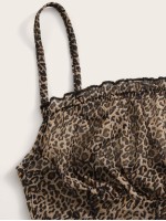 Frill Trim Crinkle Leopard Cami Top