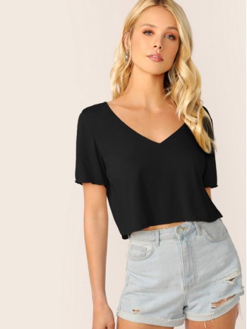 V-neck Solid Top