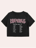 Shopaholic Graphic Boxy Cropped Tee