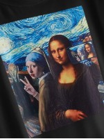 Selfie Mona Lisa Graphic Short Sleeve Tee