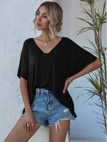 V-neck Batwing Sleeve Slouchy Tee