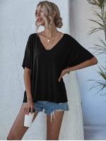 V-neck Batwing Sleeve Slouchy Tee