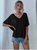 V-neck Batwing Sleeve Slouchy Tee