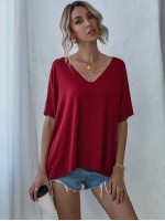 V-neck Batwing Sleeve Slouchy Tee