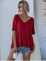 V-neck Batwing Sleeve Slouchy Tee