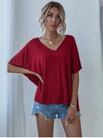 V-neck Batwing Sleeve Slouchy Tee