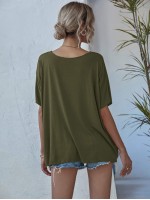 V-neck Batwing Sleeve Slouchy Tee