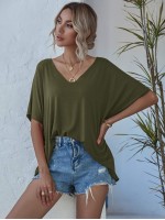 V-neck Batwing Sleeve Slouchy Tee