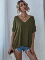 V-neck Batwing Sleeve Slouchy Tee