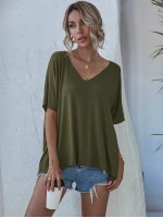 V-neck Batwing Sleeve Slouchy Tee