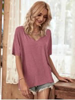 V-neck Batwing Sleeve Oversized Tee