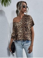 Leopard Batwing Sleeve Oversized Tee