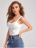 Tie Front Ruched Bust Crop Top