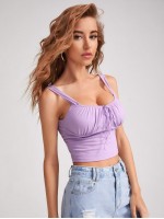 Tie Front Ruched Bust Crop Top