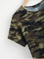 Camo Print Boxy Cropped Tee