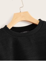 Ribbed Semi-Cropped Long Sleeve Top