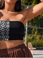 Geo Print Crop Tube Top