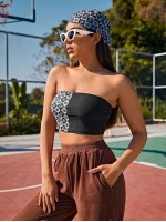 Geo Print Crop Tube Top