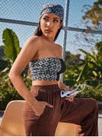 Geo Print Crop Tube Top