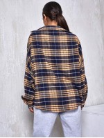 Batwing Sleeve Plaid Oversize Blouse