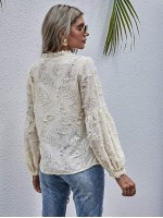 Tie Neck Frill Distressed Blouse