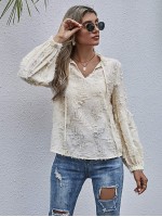 Tie Neck Frill Distressed Blouse