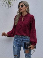 Tie Neck Frill Distressed Blouse