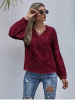 Tie Neck Frill Distressed Blouse