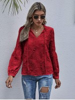 Tie Neck Frill Distressed Blouse