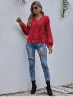 Tie Neck Frill Distressed Blouse