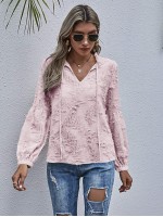 Tie Neck Frill Distressed Blouse