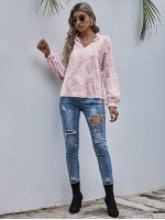 Tie Neck Frill Distressed Blouse