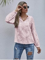 Tie Neck Frill Distressed Blouse