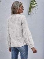 Tie Neck Frill Distressed Blouse