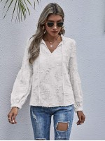 Tie Neck Frill Distressed Blouse