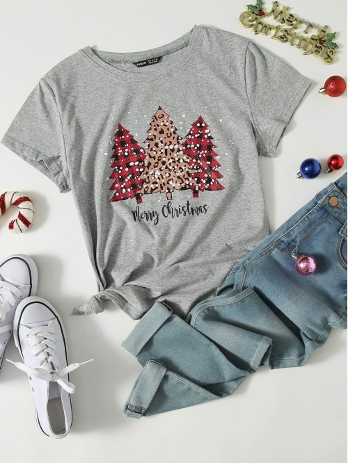 Christmas Tree & Slogan Graphic Tee