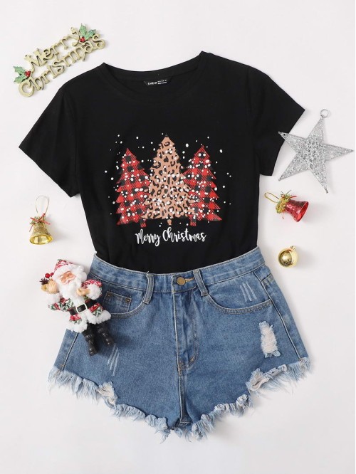 Christmas Tree & Slogan Graphic Tee