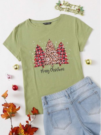 Christmas Tree & Slogan Graphic Tee