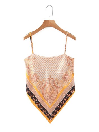 Paisley Print Self-Tie Bandana Top