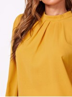 Solid Plicated Front Keyhole Back Blouse