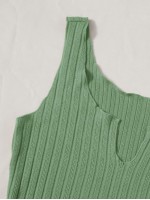 Notched Neck Rib-knit Tank Top