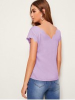 Double V Neck Scallop Edge Top