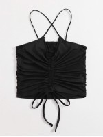 Criss Cross Peekaboo Drawstring Cami Top