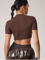 Twist Front Rib-knit Crop Top