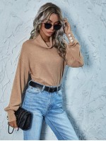 Turtleneck Drop Shoulder Solid Tee