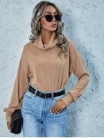 Turtleneck Drop Shoulder Solid Tee