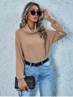 Turtleneck Drop Shoulder Solid Tee